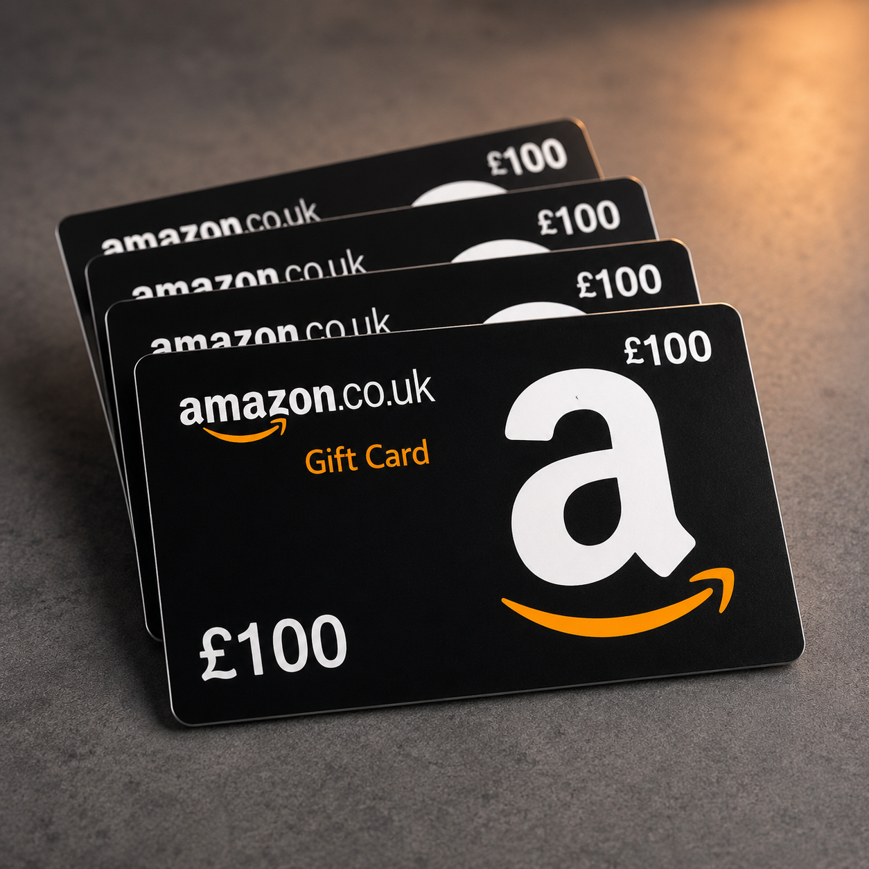 Stack of gift cards next to a parcel